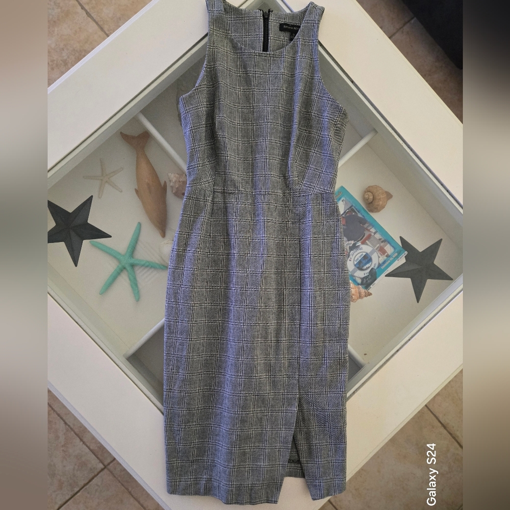 Banana Republic Gray Plaid Midi Dress Like New Cond. - Picture 7 of 8